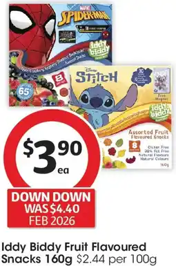 Coles Iddy biddy fruit flavoured snacks offer