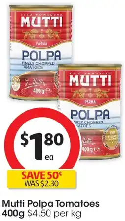 Coles Mutti polpa tomatoes offer