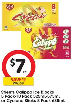 Coles Streets calippo ice blocks or cyclone sticks offer