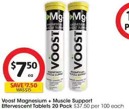 Coles Voost magnesium + muscle support effervescent tablets offer