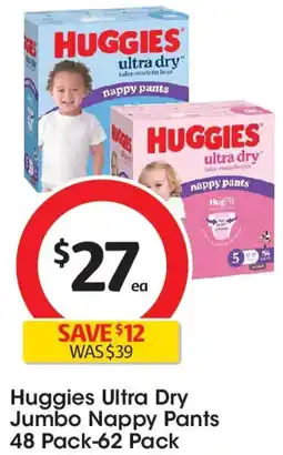 Coles Huggies ultra dry jumbo nappy pants offer