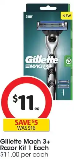 Coles Gillette mach 3+ razor kit 1 each offer