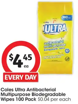Coles Coles ultra antibacterial multipurpose biodegradable wipes offer