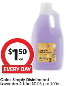 Coles Coles simply disinfectant lavender offer