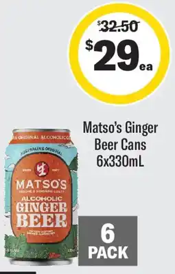 Coles Matso's ginger beer cans offer