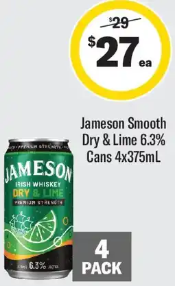 Coles Jameson smooth dry & lime 6.3% cans offer