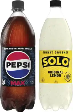 Coles Pepsi or Solo Soft Drink 1.25 Litre offer