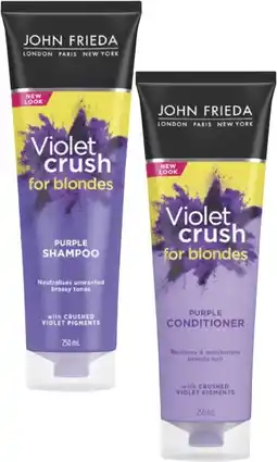 Coles John Frieda Violet Crush Tone Refresh Shampoo or Conditioner 250mL offer