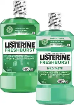 Coles Listerine Freshburst or Freshburst Zero Mouthwash 500mL offer