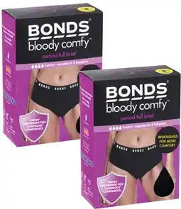 Coles Bonds Bloody Comfy Full Brief Heavy Period Underwear Size 12 or 14 1 Pack offer