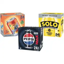Woolworths Pepsi Max, Mountain Dew, Solo Zero Sugar or Sunkist Zero Sugar Soft Drink Varieties 24 x 375ml offer