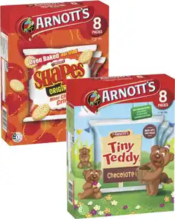 Coles Arnott's Tiny Teddy Biscuits or Shapes Crackers 7 Pack-8 Pack 184g-200g offer