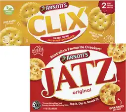 Coles Arnott's Jatz or Clix Crackers 225g-250g offer