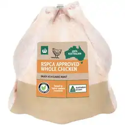 Woolworths Australian Fresh Whole Plain RSPCA Approved Chicken offer