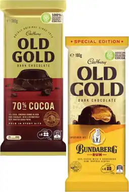 Coles Cadbury Old Gold Block Chocolate-180g offer