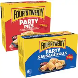 Woolworths Four’N Twenty Party Pies or Sausage Rolls 500-600g Pk 12 offer