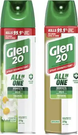 Coles Glen 20 Disinfectant Spray Original or Country Scent 375g offer