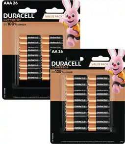 Coles Duracell Coppertop Batteries AA or AAA 26 Pack offer