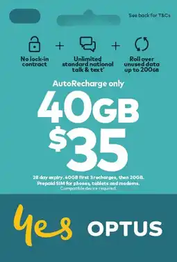 Coles Optus $35 AutoRecharge only Prepaid SIM Starter Kit offer