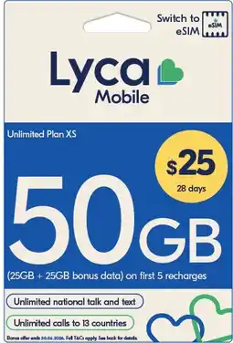 Coles Lyca $25 Starter Pack offer