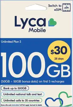 Coles Lyca $30 Starter Pack offer