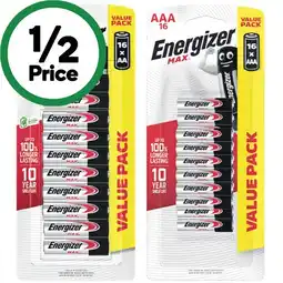 Woolworths Energizer Max Alkaline Batteries AA or AAA Pk 16 offer