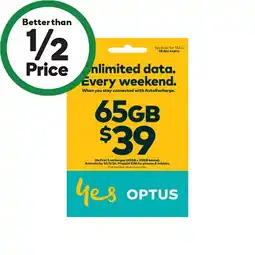Woolworths Optus $39 SIM Starter Kit§ offer