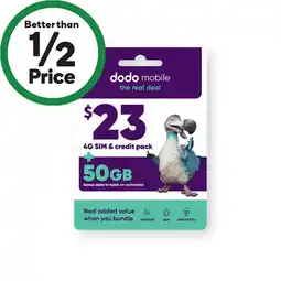 Woolworths Dodo $23 Starter Pack offer