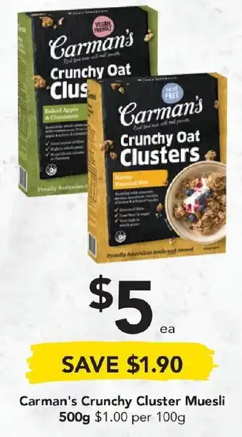 Drakes Carman's Crunchy Clusters Muesli 500g offer