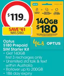 Coles Optus prepaid sim starter kit offer