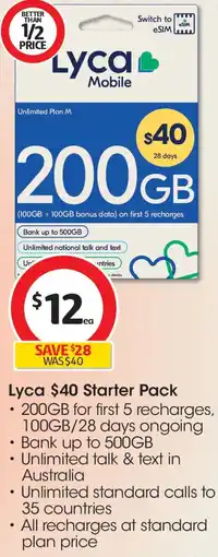 Coles Lyca starter pack offer