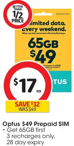 Coles Optus prepaid sim offer