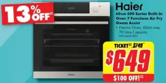 500 series built-in oven 7 functions air fry steam assist
