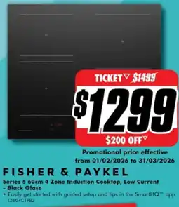 The Good Guys Series 5 4 zone induction cooktop, low current - black glass offer