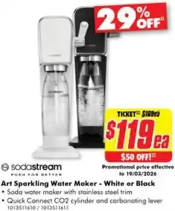 The Good Guys Art sparkling water maker white or black offer