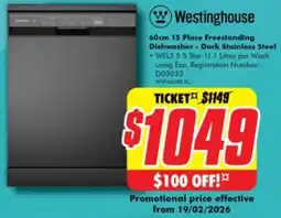 The Good Guys 15 place freestanding dishwasher dark stainless steel offer