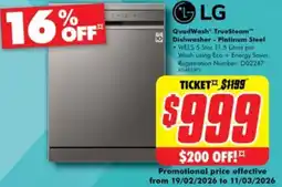 The Good Guys Quadwash truesteam dishwasher platinum steel offer