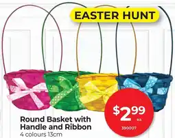 Red Dot Round basket with handle and ribbon offer