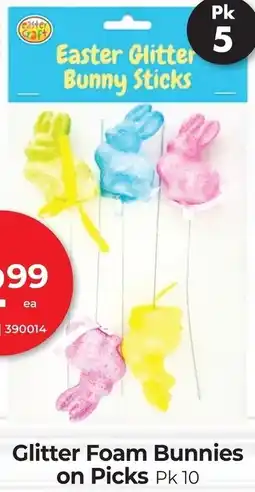 Red Dot Glitter foam bunnies on picks offer