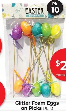 Red Dot Glitter foam eggs on picks offer