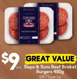 Drakes Slape & sons beef brisket burgers offer