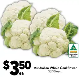 Drakes Australian whole cauliflower offer