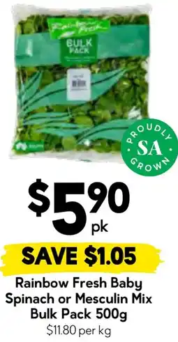 Drakes Rainbow fresh baby spinach or mesculin mix offer