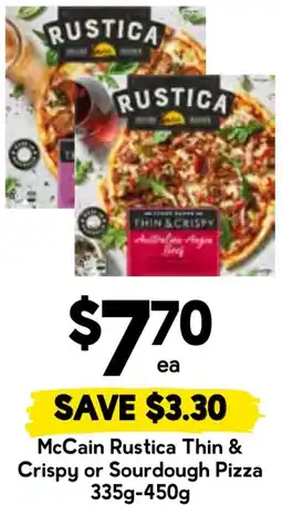Drakes Mccain rustica thin & crispy or sourdough pizza offer