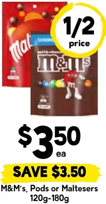 Drakes M&m's, pods or maltesers offer