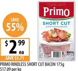 Supabarn Primo rindless short cut bacon offer