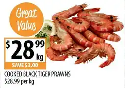 Supabarn Cooked black tiger prawns offer