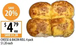 Supabarn Cheese & bacon roll 4 pack offer