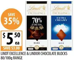 Supabarn Lindt excellence & lindor chocolate blocks offer