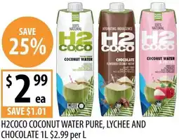 Supabarn H2coco coconut water pure, lychee and chocolate offer